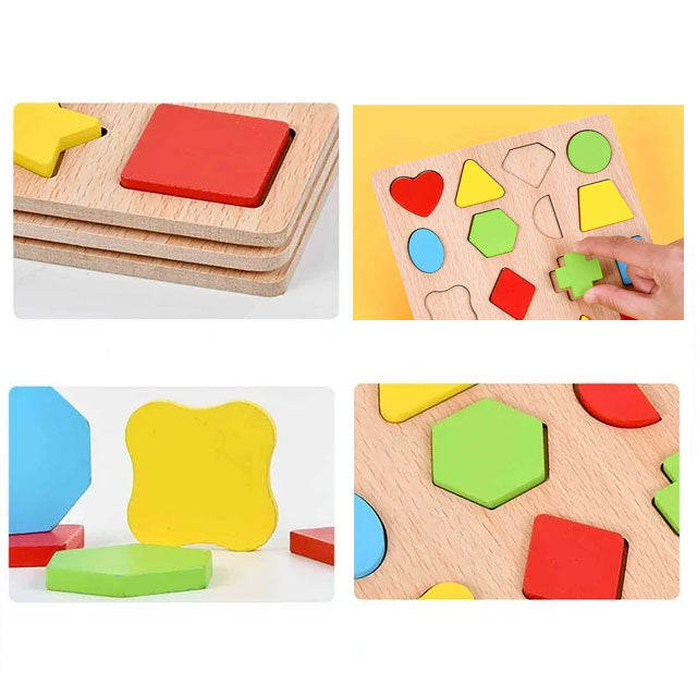 Puzzle géométrique en bois Montessori