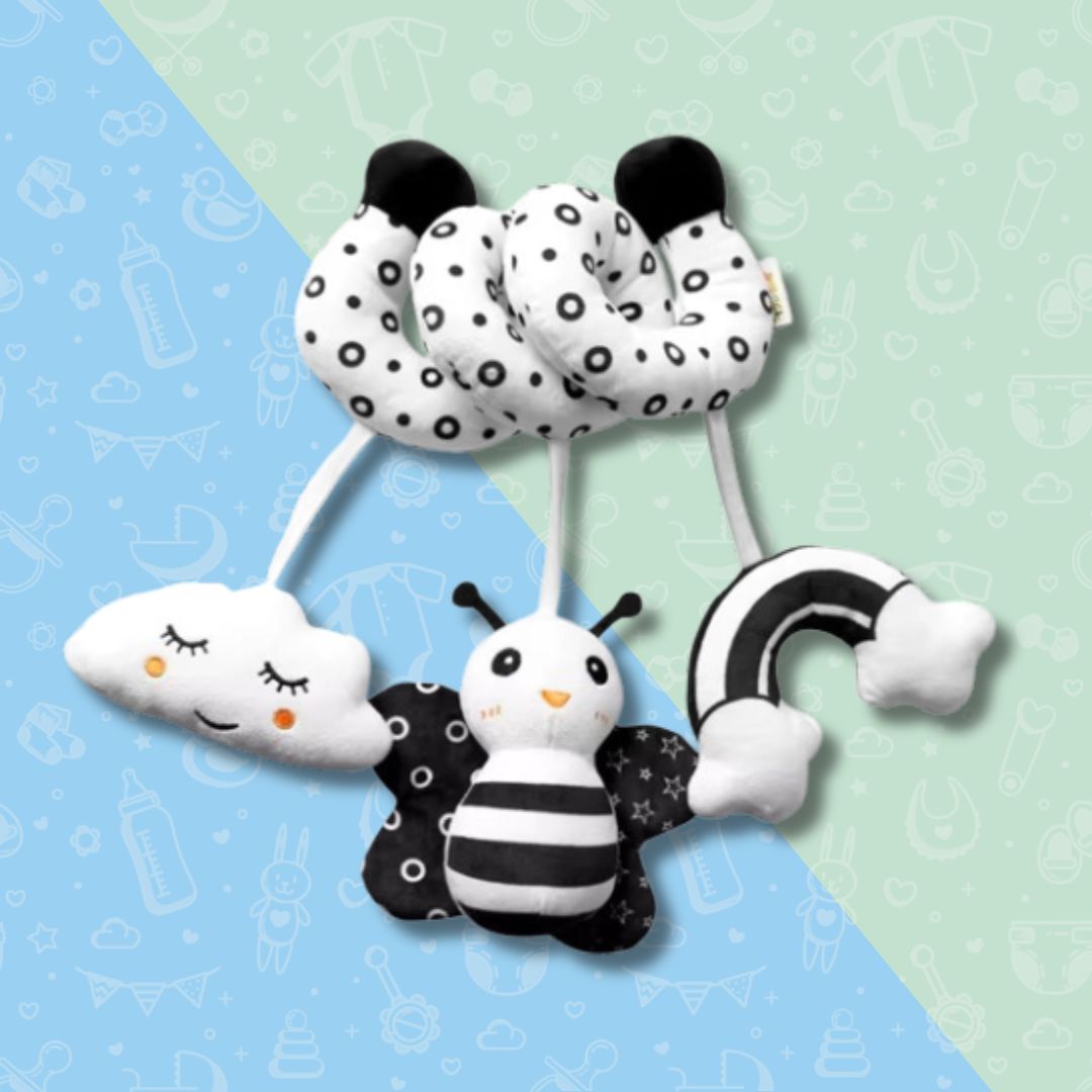 Mobile en tissus noir et blanc Montessori