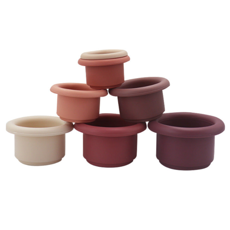 Tour de construction cylindre en silicone Montessori