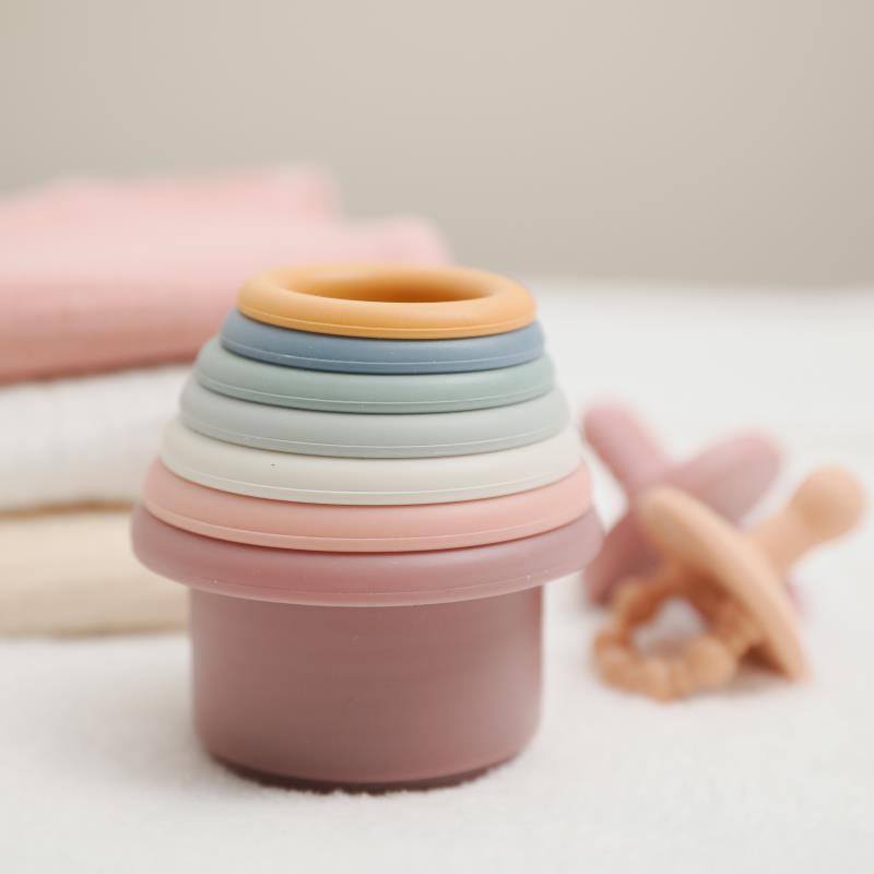 Tour de construction cylindre en silicone Montessori