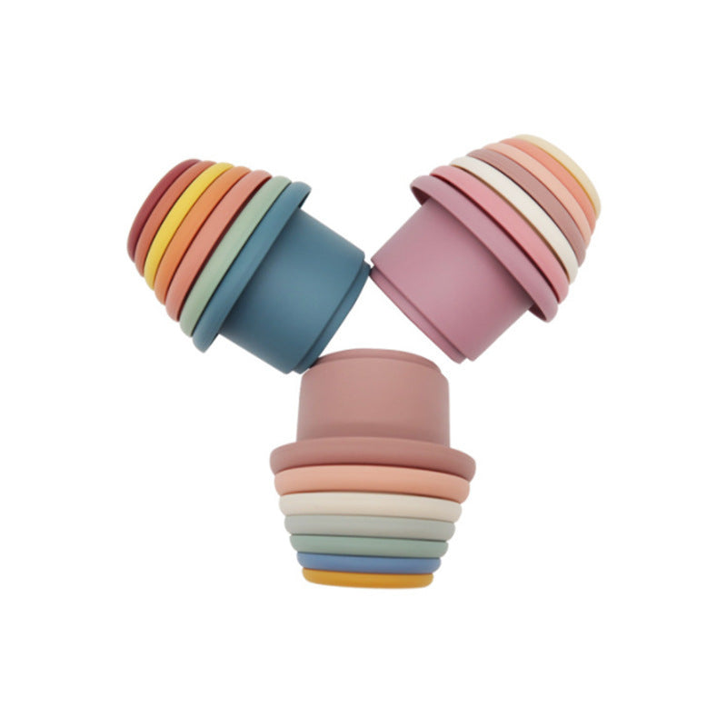 Tour de construction cylindre en silicone Montessori