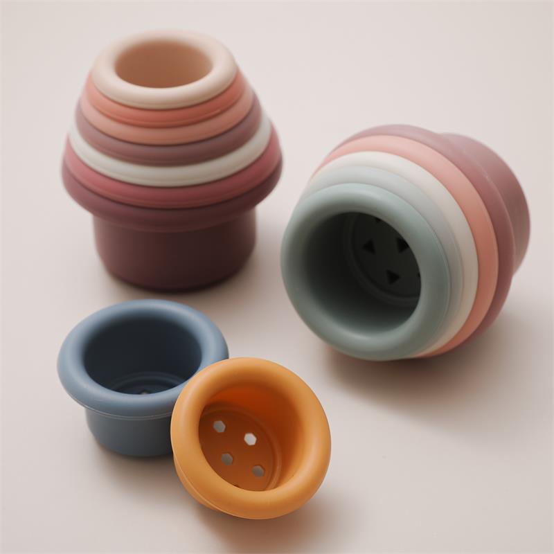 Tour de construction cylindre en silicone Montessori