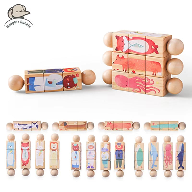 Puzzle rotatif Animaux en bois Montessori