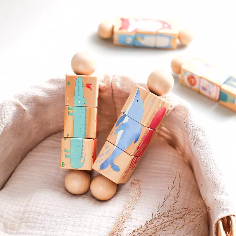 Puzzle rotatif Animaux en bois Montessori