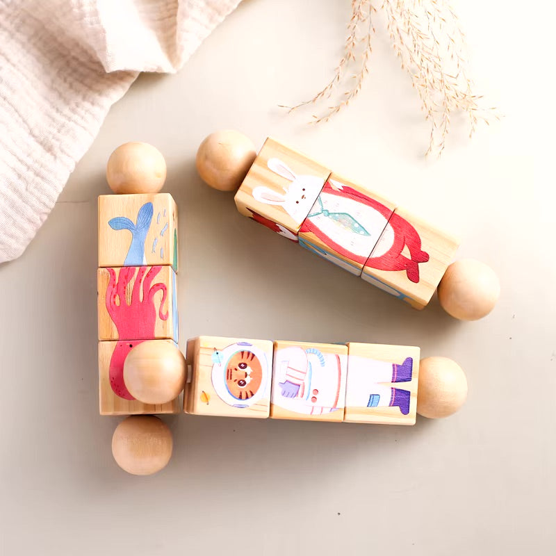Puzzle rotatif Animaux en bois Montessori