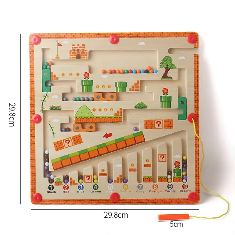 Jeu magnétique billes en bois univers Royaume Champignon