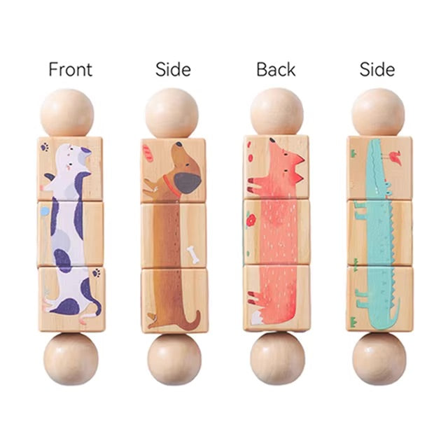 Puzzle rotatif Animaux en bois Montessori