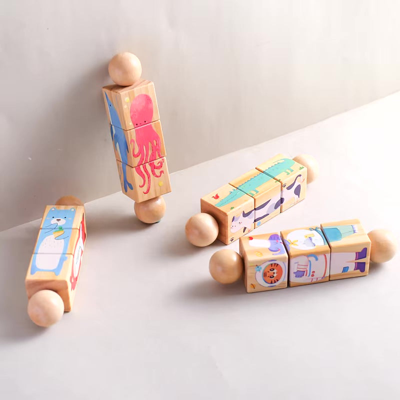 Puzzle rotatif Animaux en bois Montessori
