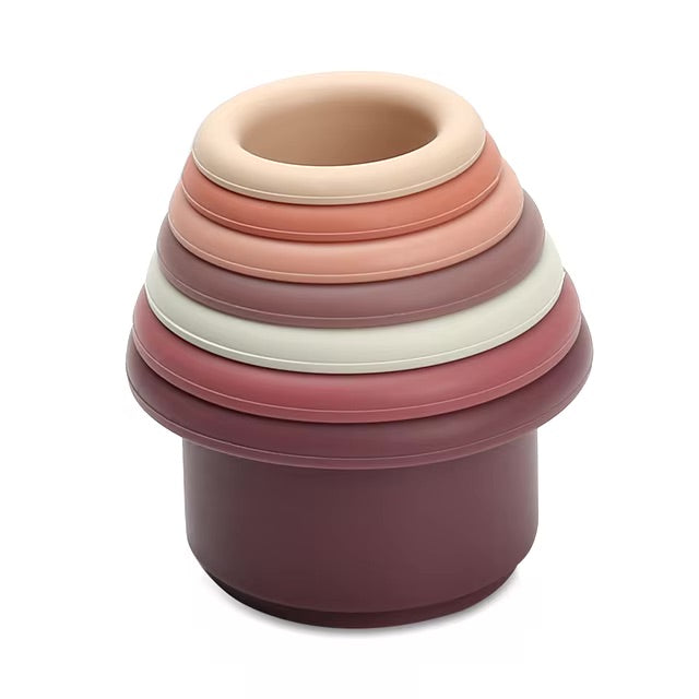 Tour de construction cylindre en silicone Montessori