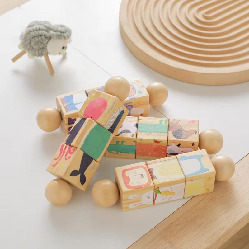 Puzzle rotatif Animaux en bois Montessori