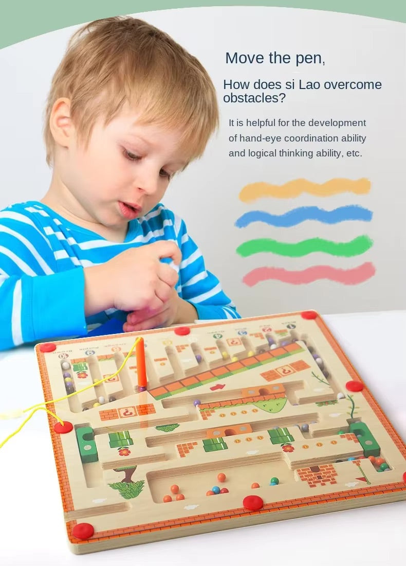 Jeu magnétique billes en bois univers Royaume Champignon