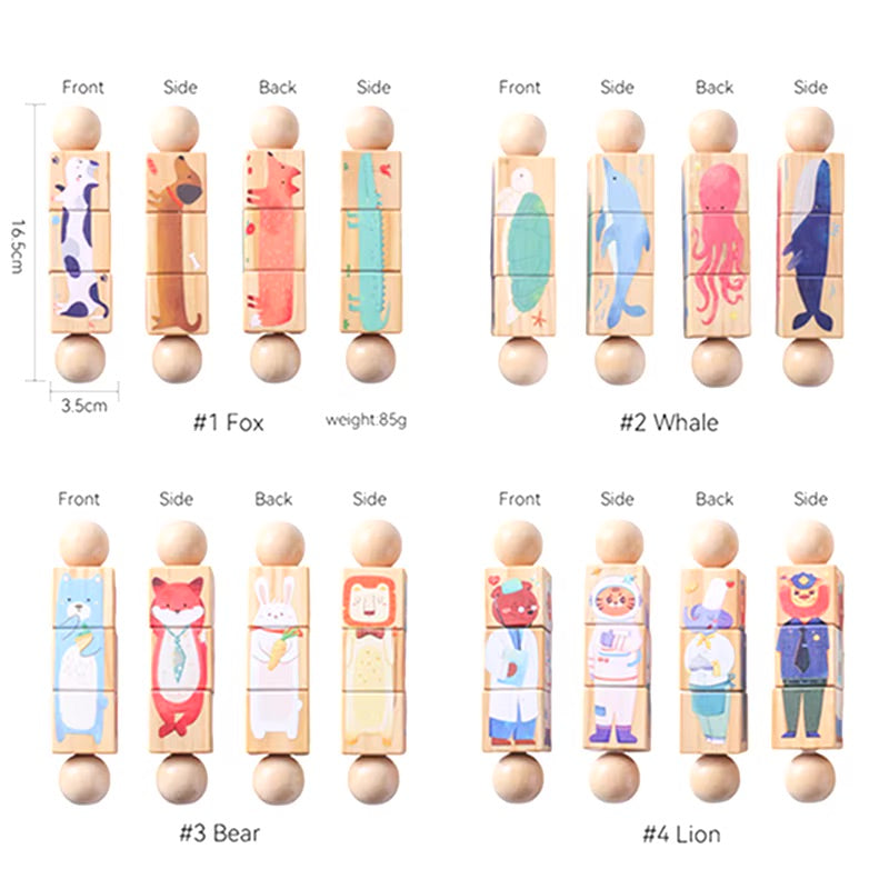 Puzzle rotatif Animaux en bois Montessori