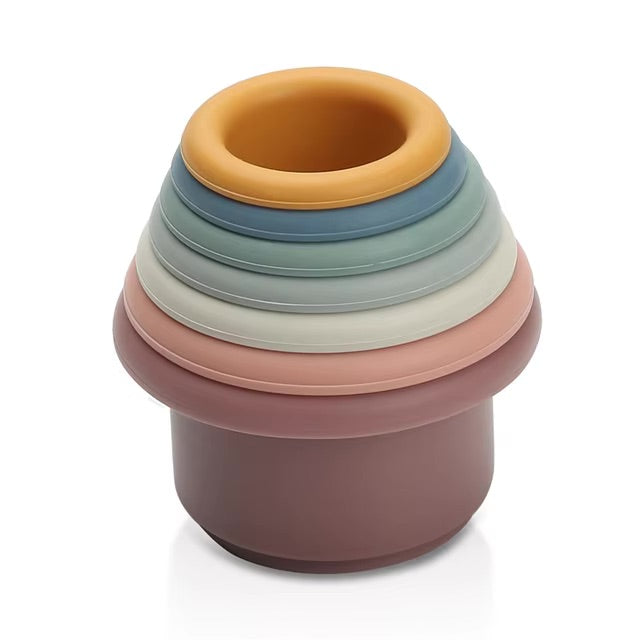Tour de construction cylindre en silicone Montessori