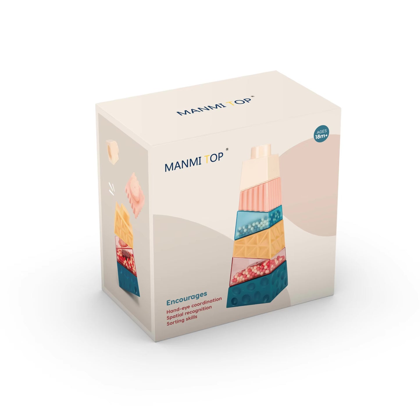 Tour de construction carrée en silicone Montessori