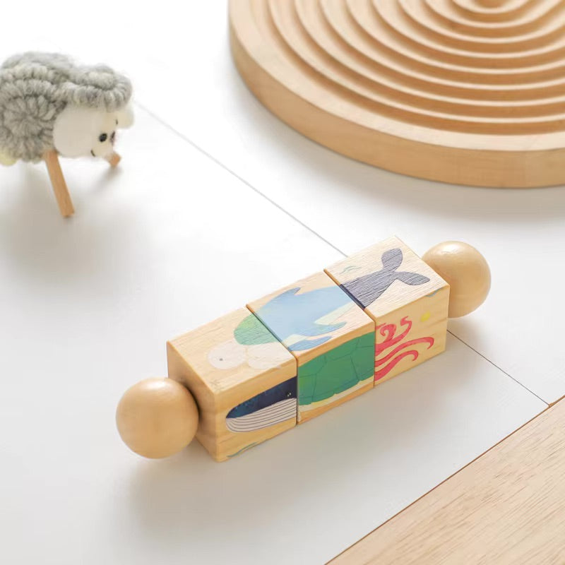 Puzzle rotatif Animaux en bois Montessori