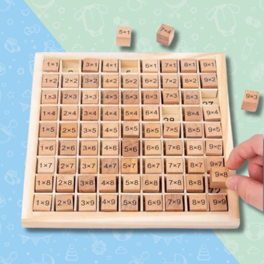 Tables de multiplications en bois et en couleurs Montessori