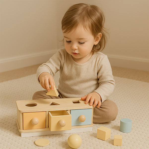 Boite en bois triple activité Montessori