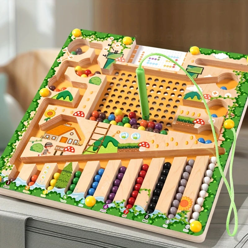 Jeu magnétique billes en bois Montessori