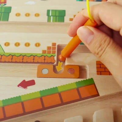 Jeu magnétique billes en bois univers Royaume Champignon