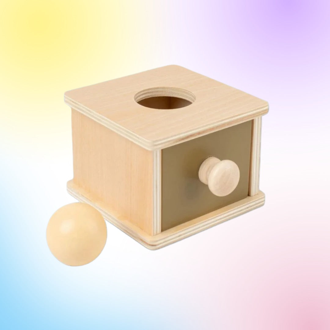 Boite en bois avec tiroir boules Montessori