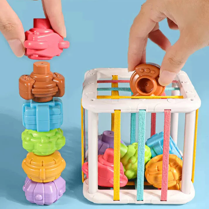 La boite à formes avec élastiques - Jouet Montessori