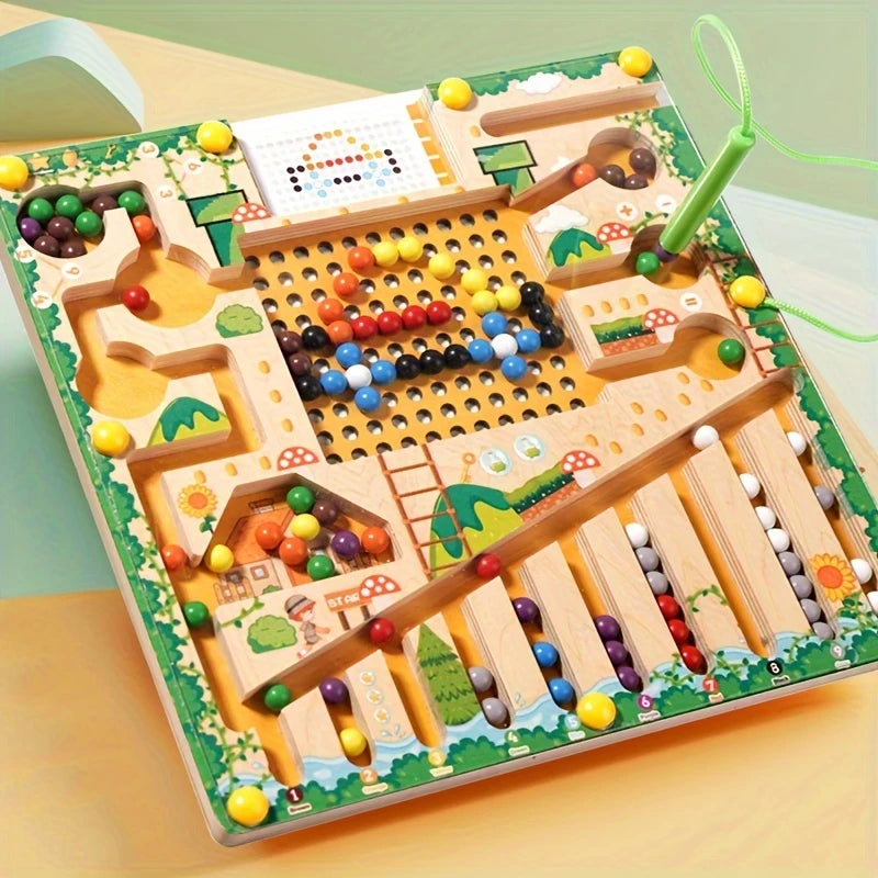 Jeu magnétique billes en bois Montessori
