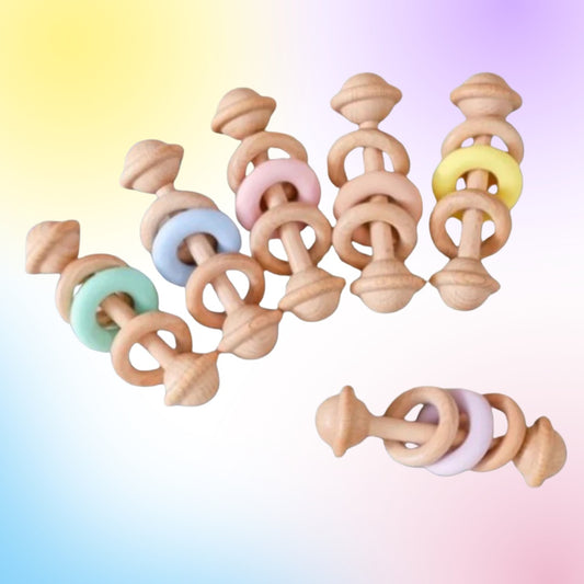 Hochet en bois anneau de silicone