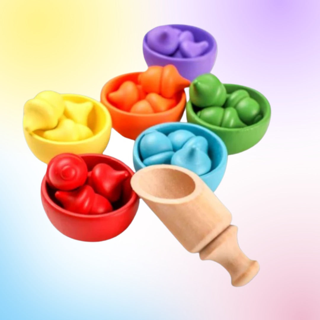 Jeu tri de glands en bois Montessori