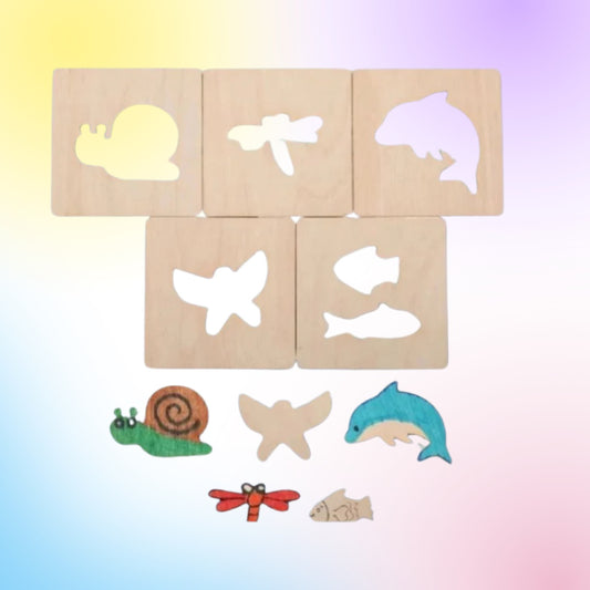 Pochoir de dessin en bois Montessori