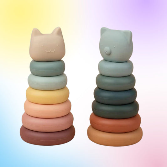 Tour de construction en silicone Chat Montessori