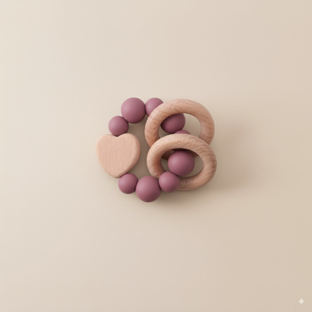 Anneau dentition coeur silicone