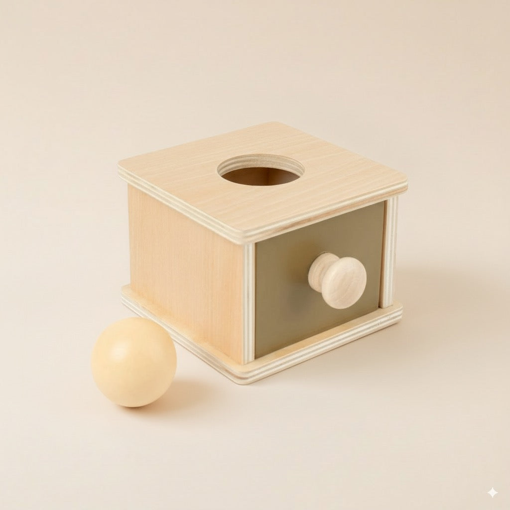 Boite en bois avec tiroir boules Montessori