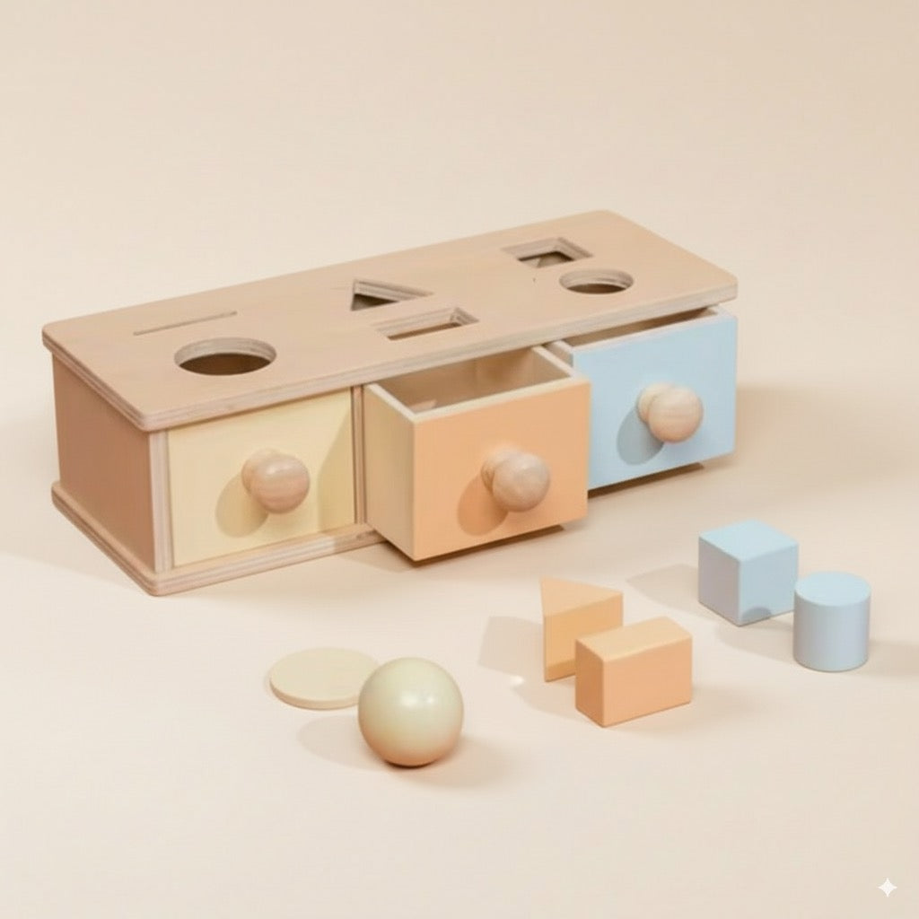 Boite en bois triple activité Montessori