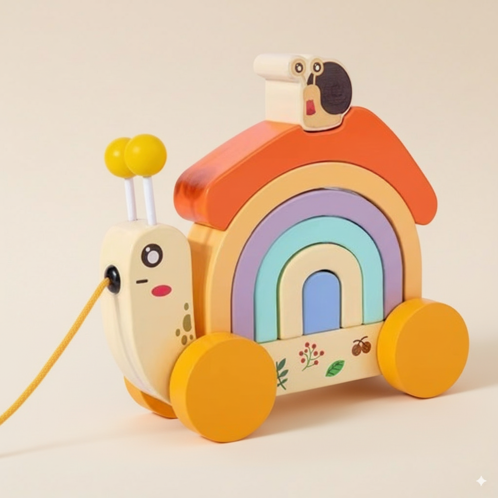 Voiture escargot en bois Montessori