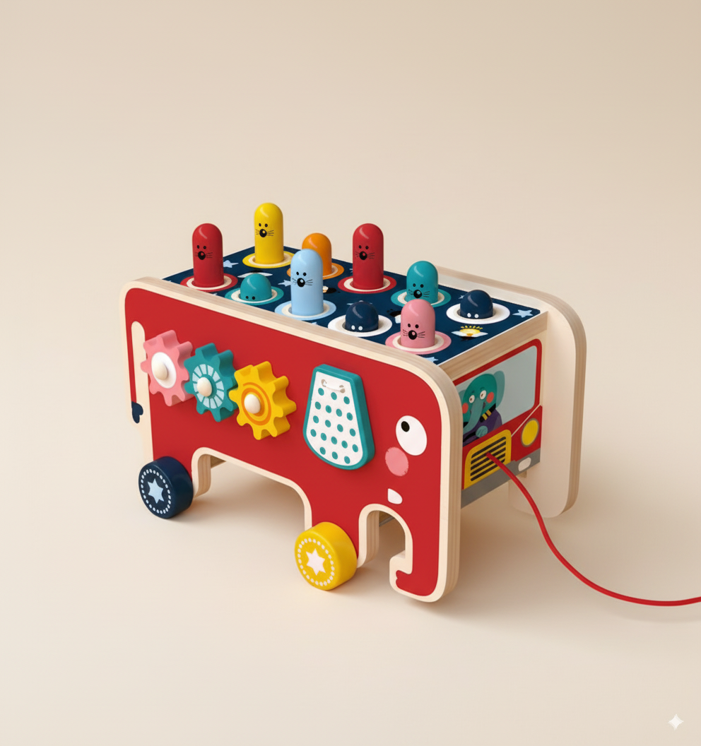 Éléphant en bois 4 en 1 Montessori