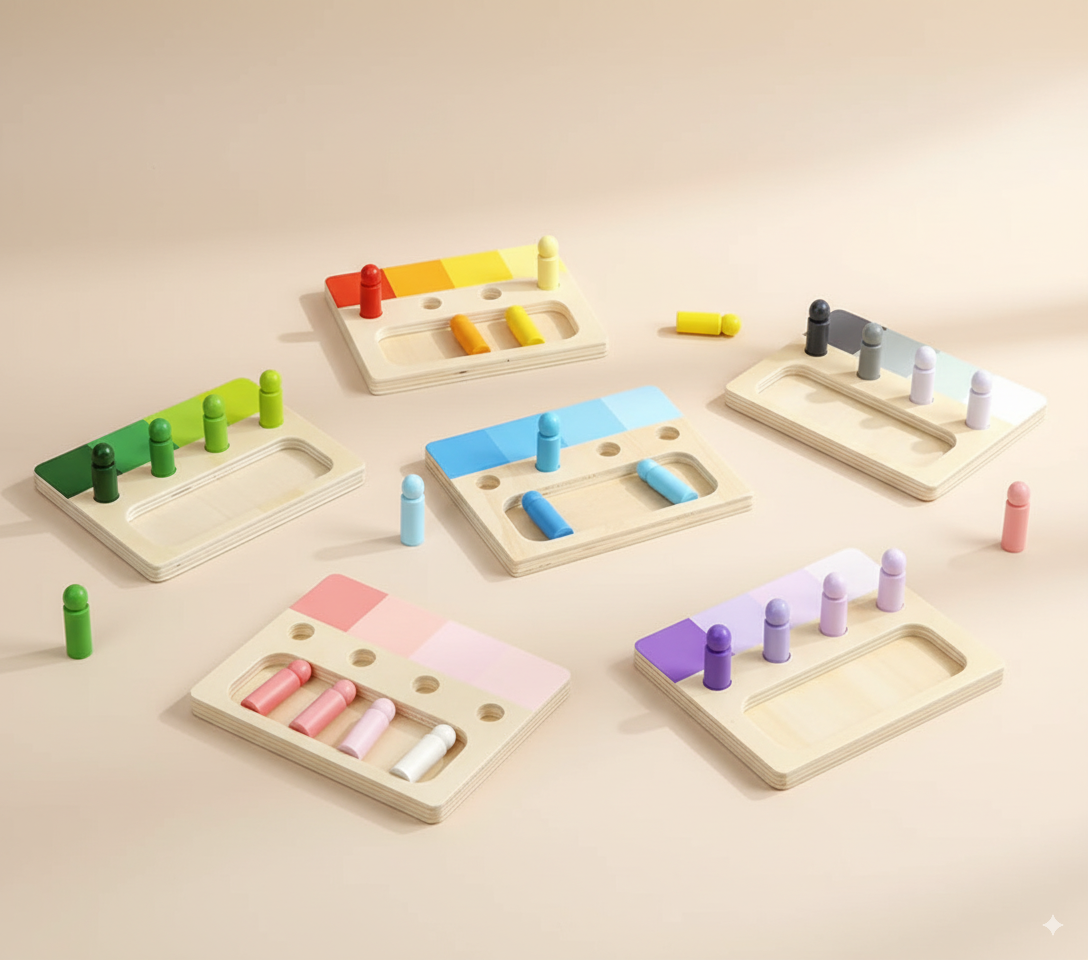 Jeu de tri des couleurs en bois Montessori