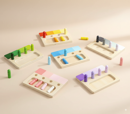 Jeu de tri des couleurs en bois Montessori