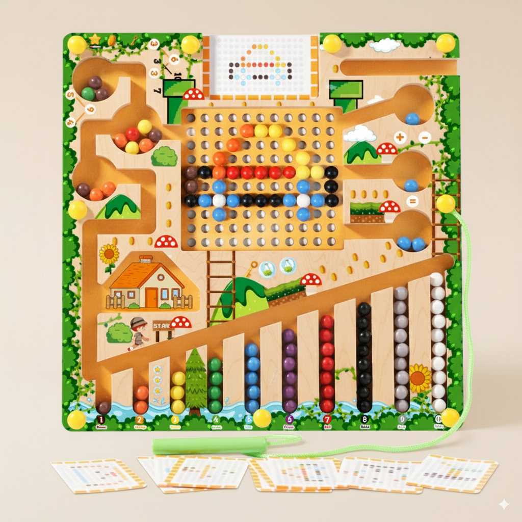 Jeu magnétique billes en bois Montessori