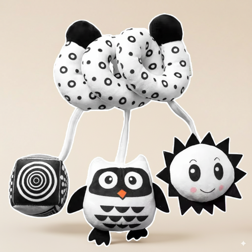 Mobile en tissus noir et blanc Montessori