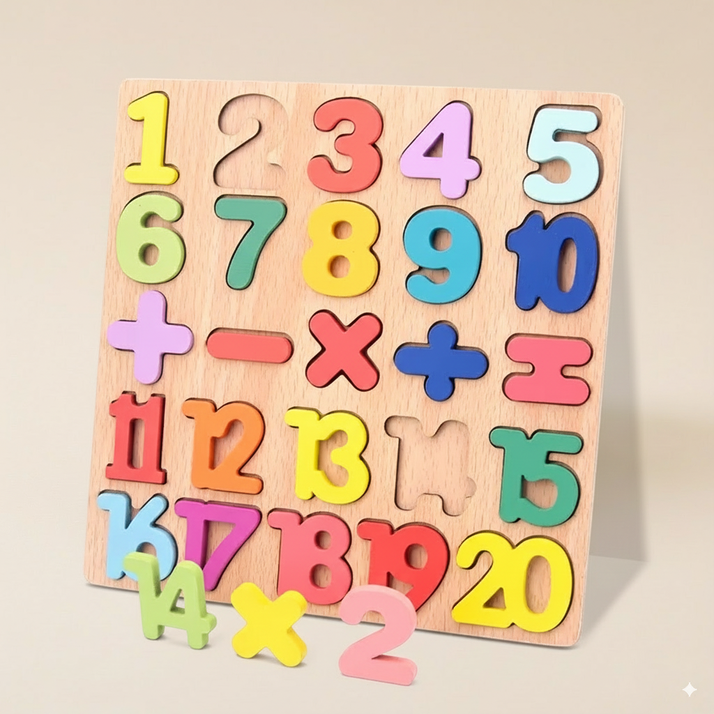 Puzzle en bois Chiffres et opérations Montessori