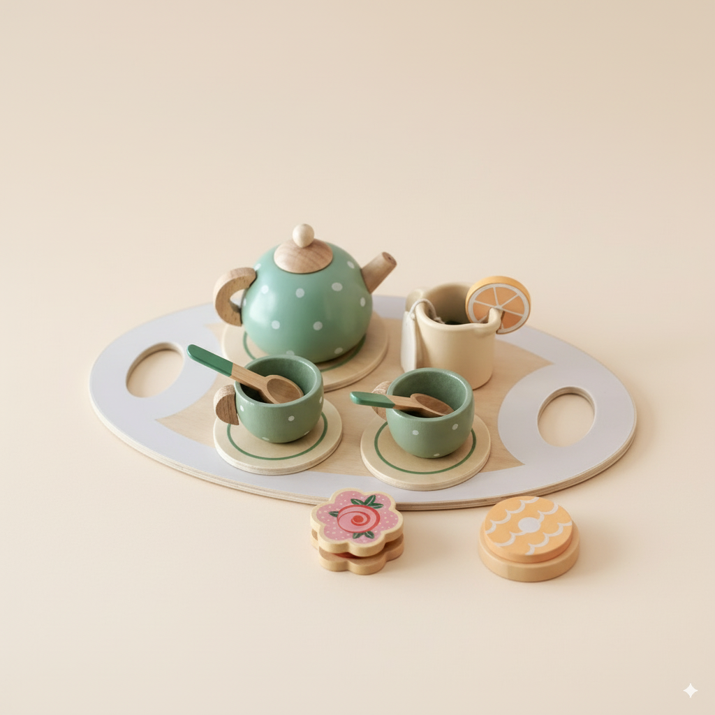 Service de thé en bois Montessori