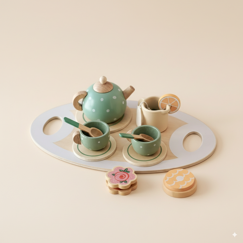 Service de thé en bois Montessori