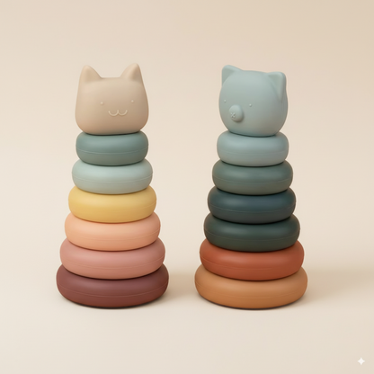 Tour de construction en silicone Chat Montessori