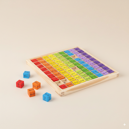 Tables de multiplications en bois et en couleurs Montessori