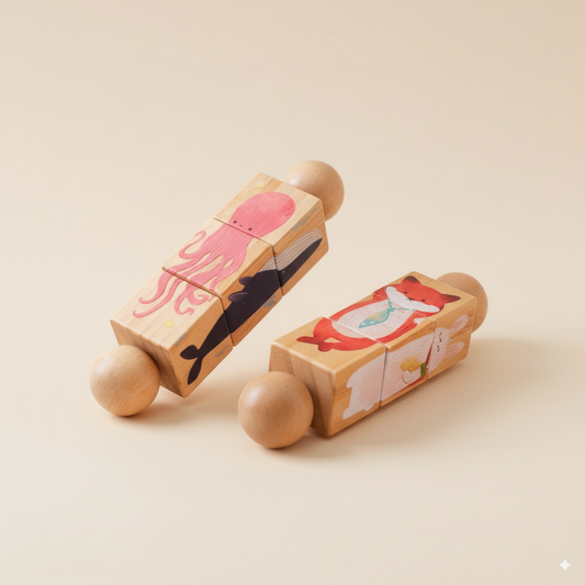 Puzzle rotatif Animaux en bois Montessori