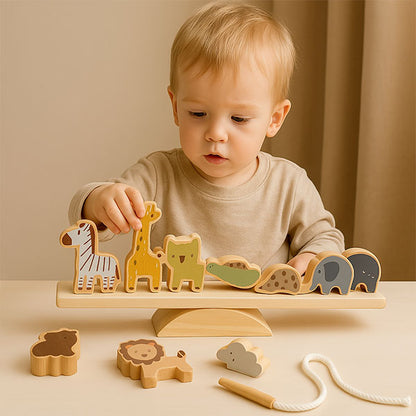 Balance animaux en bois Montessori